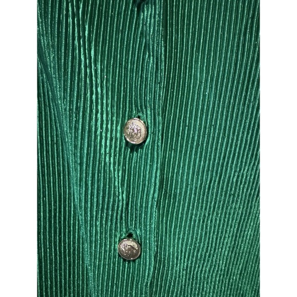 Sugar & Rose Button Down Blouse Womens Size S Solid Green Long Slv Collared - Picture 7 of 8